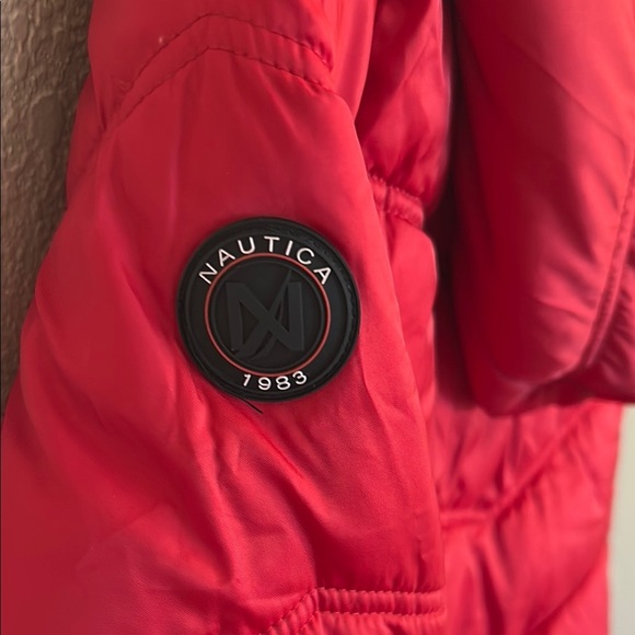 Red Nautica Women’s Puffer Jacket with Black Trim - Picture 5 of 11